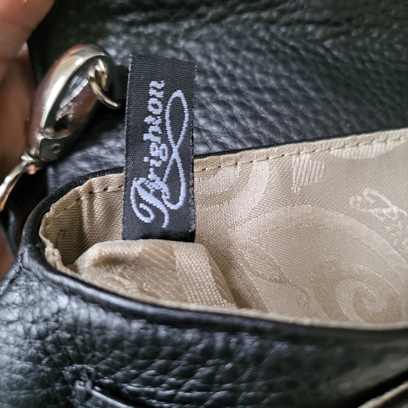 Brighton Black Leather & Patent Leather Gem Embellished Small Shoulder Bag 8 x 5 - Picture 10 of 11